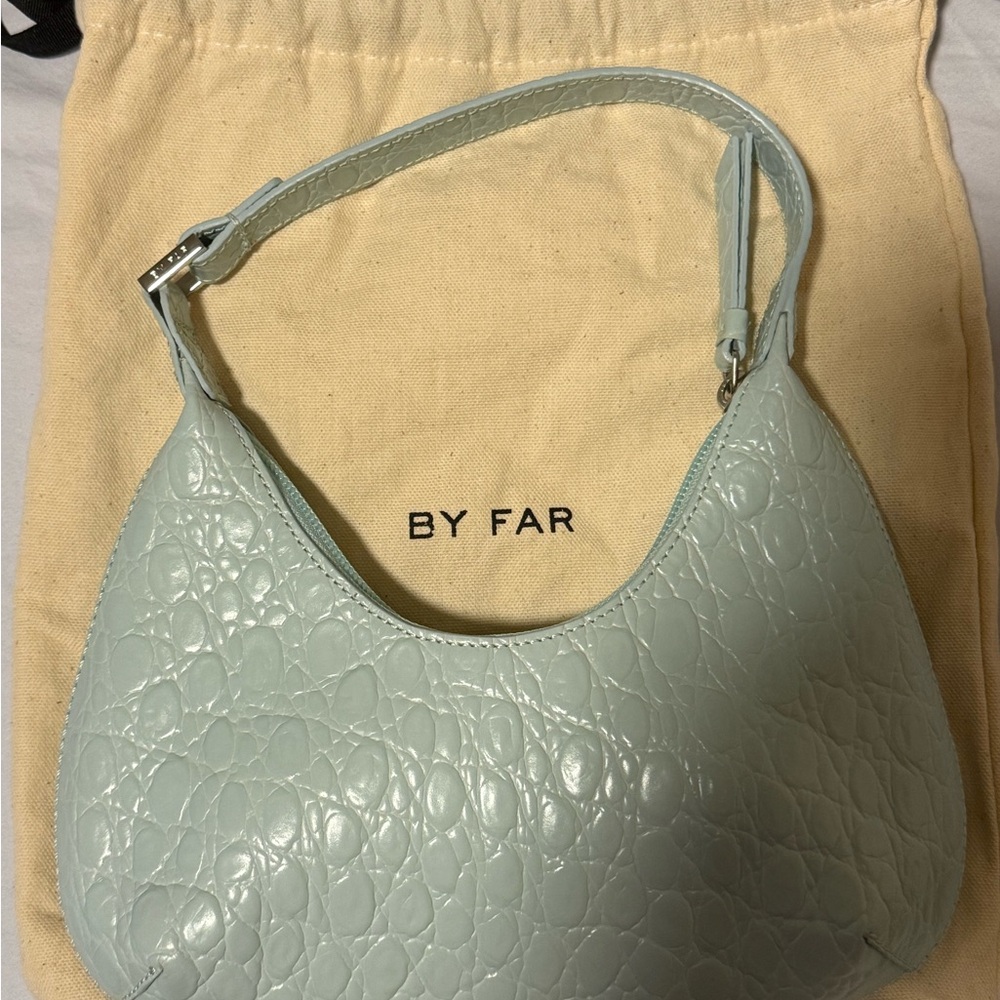 BY FAR Light Blue Croc-Embossed Women's Bag